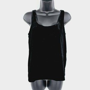 J Crew Velvet Tank Top 0 Black Lined Keyhole Button Back Classic Versatile Chic